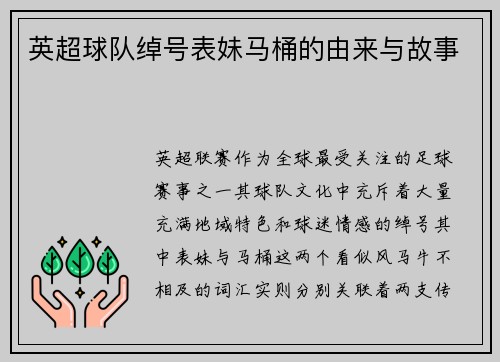 英超球队绰号表妹马桶的由来与故事