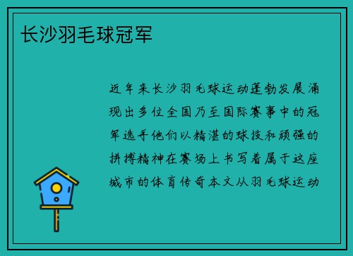 长沙羽毛球冠军